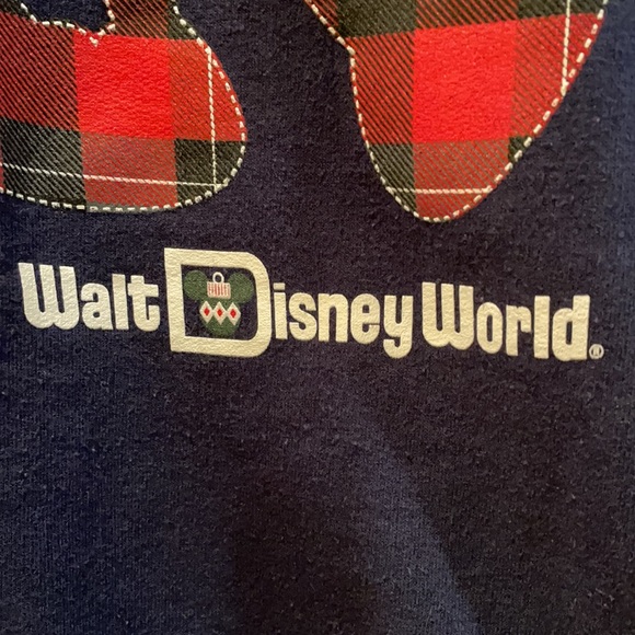 DISNEY PARKS WORLD Mickey Mouse Navy Red Christmas Crewneck Sweatshirt S - Picture 3 of 7